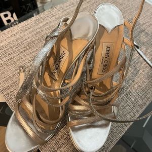 Jimmy Choo silver strappy sandals size 38 1/2